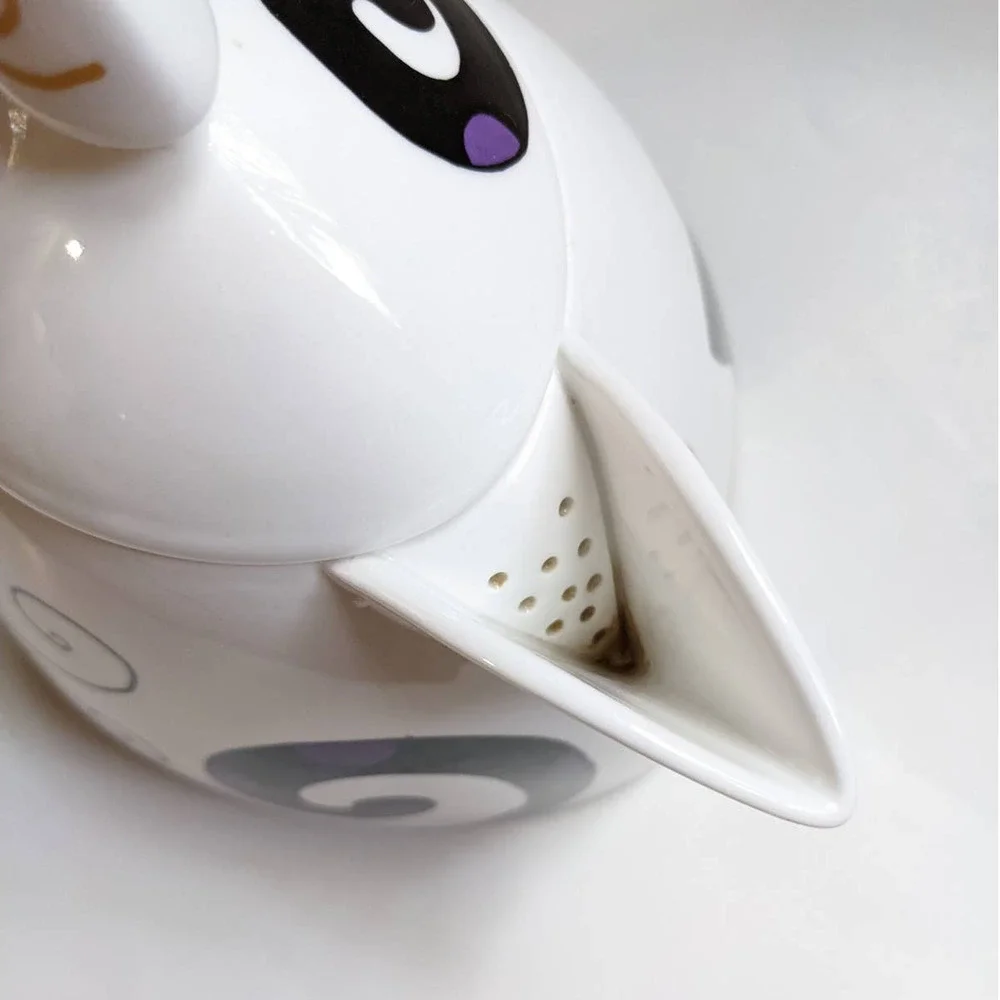 Vintage 90's Y2K Cat Teapot, Bone China with Art Deco Black & White‎ Cat Design